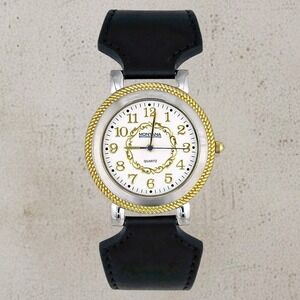 Montana Silversmiths Ladies Two-Tone Rope Bezel Watch Leather Strap - New NWOT